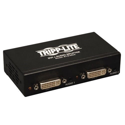 Tripp Lite 2-Port DVI Splitter with Audio and Signal Booster, Single Link 1920x1200 at 60Hz / 1080p (DVI F/2xF)(B116-002A)