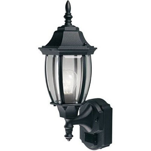 Heath Zenith HZ-4192-BK Six-Sided Die-Cast Aluminum Lantern, Black with Beveled Glass