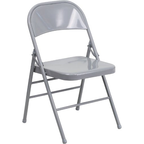 Flash Furniture HERCULES Series Triple Braced & Double Hinged Gray Metal Folding Chair