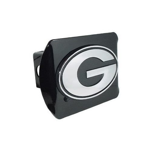 Elektroplate C210GB1 University of Georgia Bulldogs "Black with Chrome G Emblem" NCAA College Sports Metal Trailer Hitch, 2" Auto Car Truck Receiver Cover