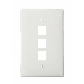 Leviton 41091-3WN QuickPort Midsize Wallplate, Single Gang, 3-Port, White