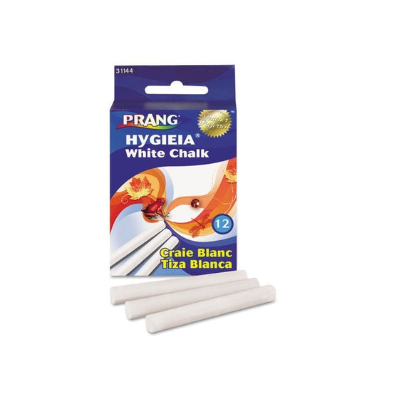 Prang Hygieia Chalk, 3.25 x 0.375 Inch Sticks, White, 12 Pieces (31144)
