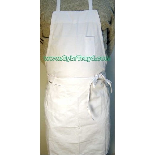 Winco BA-PWH Full Length Bib Apron with Pocket, White