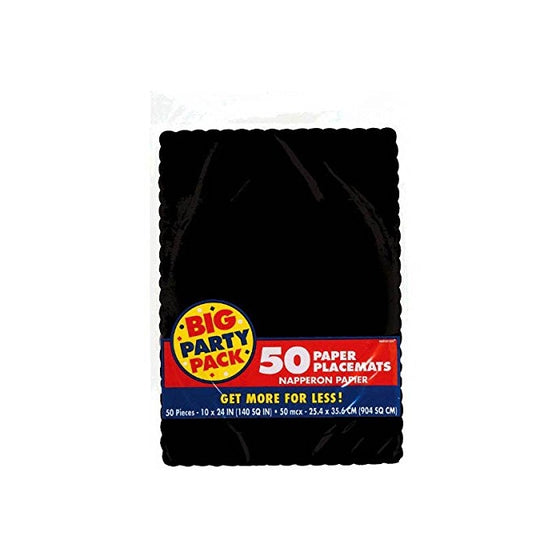 Amscan Solid Color Paper Placemats - Jet Black