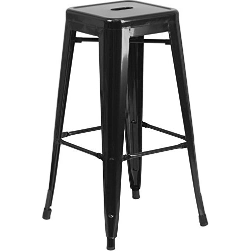 Flash Furniture 30'' High Backless Black Metal Indoor-Outdoor Barstool with Square Seat