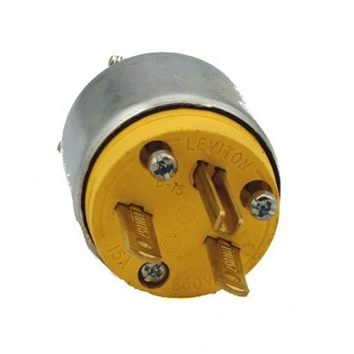 Leviton 615PA 15 Amp, 250 Volt Armored, Grounding Plug, Steel