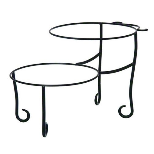 American Metalcraft TLSP1219 Wrought Iron Pizza Stand with Curled Feet, Two-Tier, 12" H x 19" W, Black