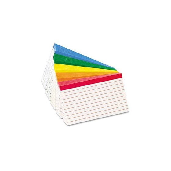 Color Coded Bar Ruled Index Cards 3 x 5 Assorted Colors 100/Pack