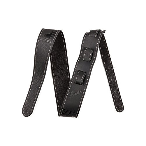 Fender Monogrammed Leather Strap - Black Leather with Tooled Fender Logos