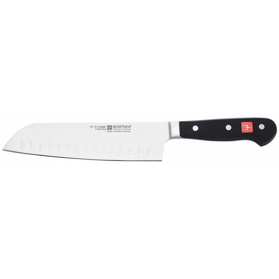 Wusthof 8" Santoku Hollow Edge Classic, Black