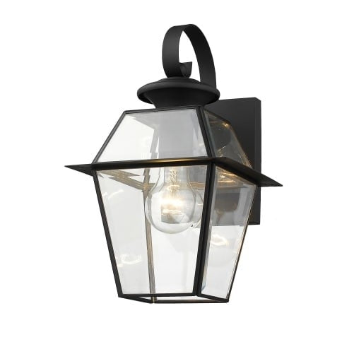 Livex Lighting 2181-04 Westover 1 Light Outdoor Black Finish Solid Brass Wall Lantern with Clear Beveled Glass