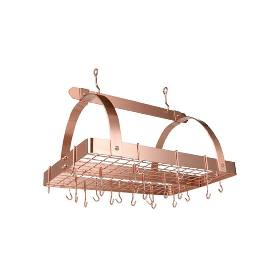 Old Dutch Rectangular Hanging Pot Rack with Grid & 24 Hooks, Satin Copper, 30" x 20.5" x 15.75"