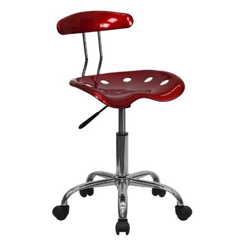 Flash Furniture Vibrant Wine Red and Chrome Swivel Task Chair with Tractor Seat