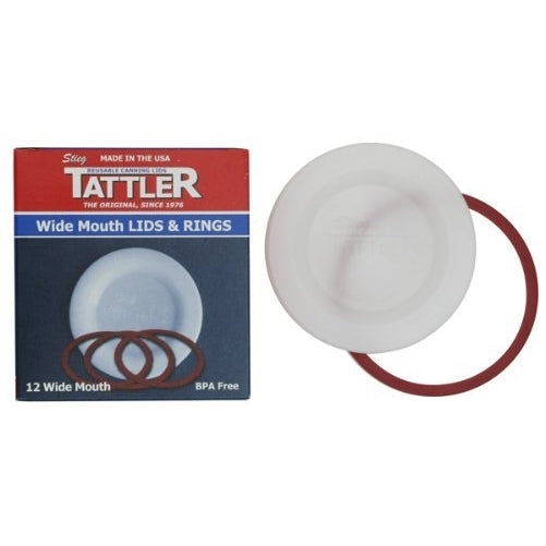 Tattler Reusable Wide Mouth Canning Lids & Rubber Rings - 12/pkg