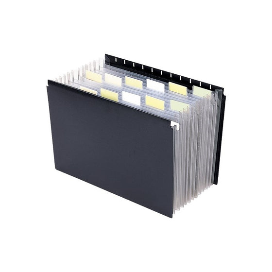 Smead Poly Hanging Expanding File Folder, 12 Dividers, Letter Size, Black (65125)