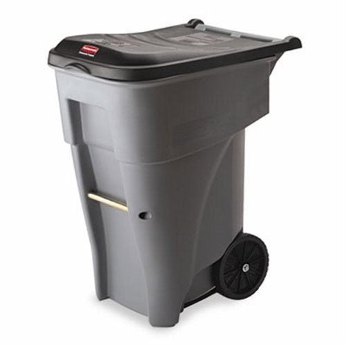 Rubbermaid Commercial Products BRUTE Rollout Waste/Utility Container, 65-gallon, Gray (FG9W2100GRAY)