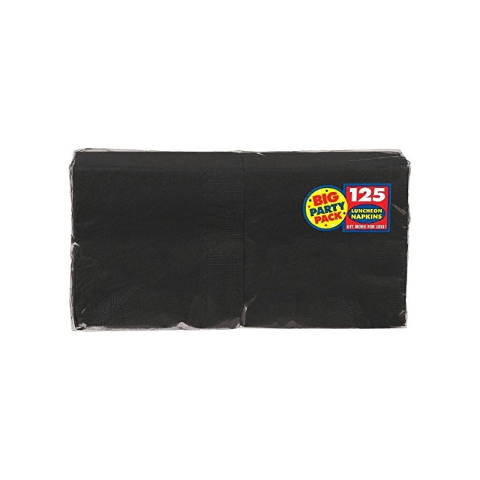 Amscan Big Party Pack Luncheon Napkins 6-1/2-Inch, 125/Pkg, Black