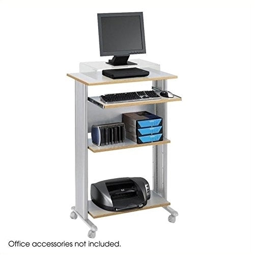 Safco Products 1923GR Muv 45"H Stand-Up Desk Fixed Height Computer Workstation with Keyboard Shelf, Gray