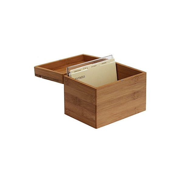 Oceanstar Bamboo Recipe Box with Divider, Natural