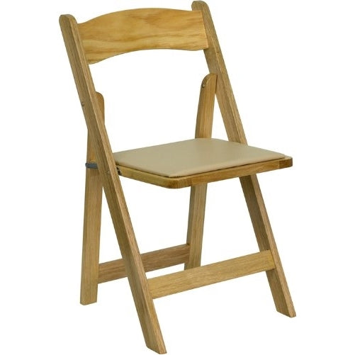 Flash Furniture HERCULES Series Natural Wood Folding Chair with Vinyl Padded Seat