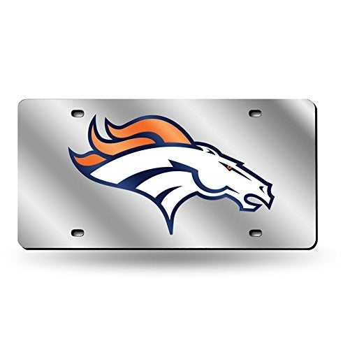 Broncos License Plate Tag in Silver