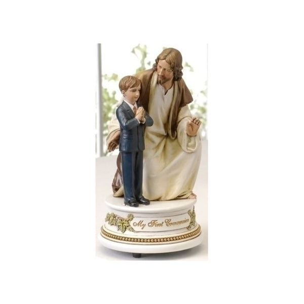 7.25" musical Boy With Jesus Joseph Studio Plays The Lord's Prayer by Roman