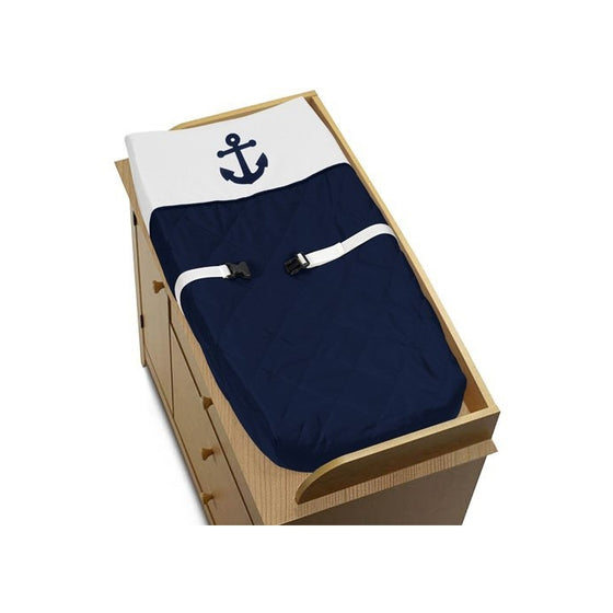 Sweet Jojo Designs Baby Changing Pad Cover for Anchors Away Nautical Navy and White Collection