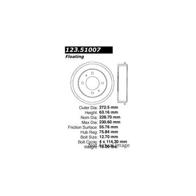Centric Parts 123.51007 Brake Drum
