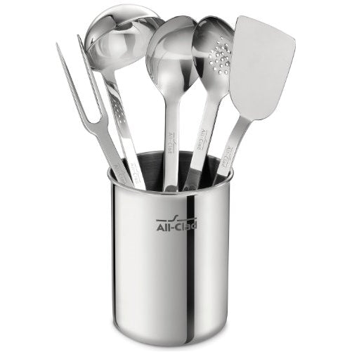 All-Clad TSET1 Stainless Steel Kitchen Tool Set Caddy Included, 6-Piece, Silver