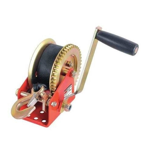 Dayton 12U365 Manual Winch, Ratchet, Cap 1100 Lb, w/Strap