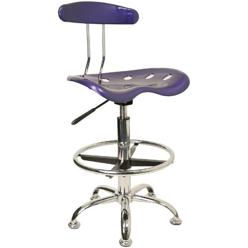 Flash Furniture Vibrant Deep Blue and Chrome Drafting Stool with Tractor Seat