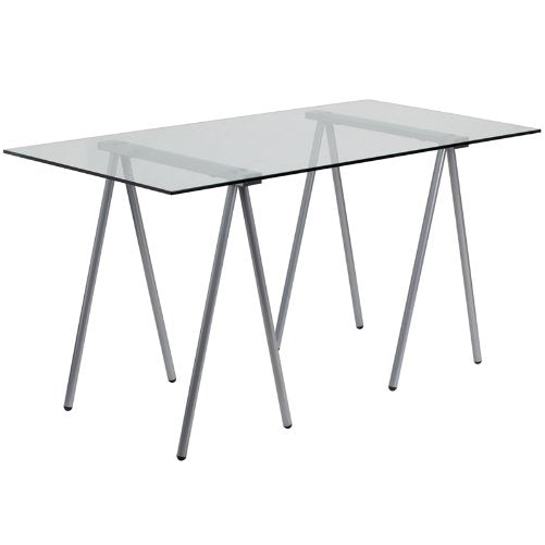 Flash Furniture Glass Computer Desk with Silver Frame