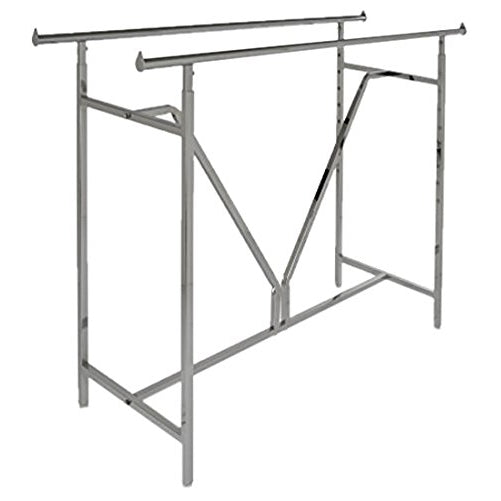 Econoco - Adjustable Heavy Duty Double Bar, Retail Clothing Rack, Rectangular Hangrail Rack w/V-Brace