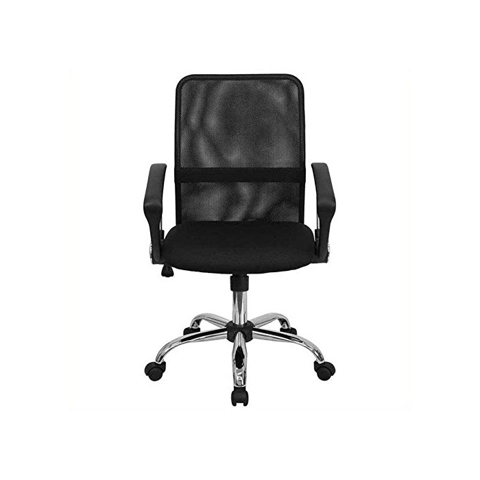 Flash Furniture Mid-Back Black Mesh Swivel Task Chair with Chrome Base and Arms