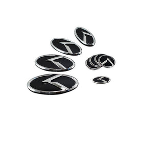 LIGHTKOREA K Logo 3D Emblem Hood, Rear, Horn, Wheel Caps 7pc Set For KIA Optima 2011-2013 K5