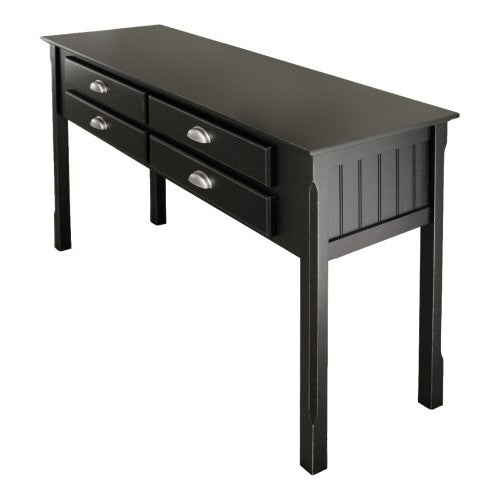 Winsome Wood Hall Table with 4 Drawers, Black