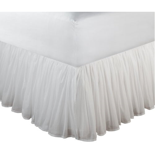 Greenland Home Fashions Cotton Voile 18-Inch White Bed Skirt, Queen