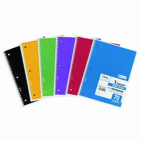 Mead Spiral 1-Subject Wide-Ruled Notebook, 1 Notebook, Color May Vary, Assorted Colors (05510)