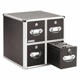 Vaultz Locking CD File Cabinet, 4 Drawers, 15.25 x 14.00 x 14.50 Inches, Black (VZ01049)