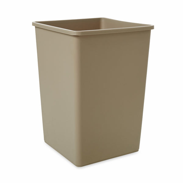 Rubbermaid Commercial Square 35-Gallon Untouchable Trash Can, Beige (FG395800BEIG)