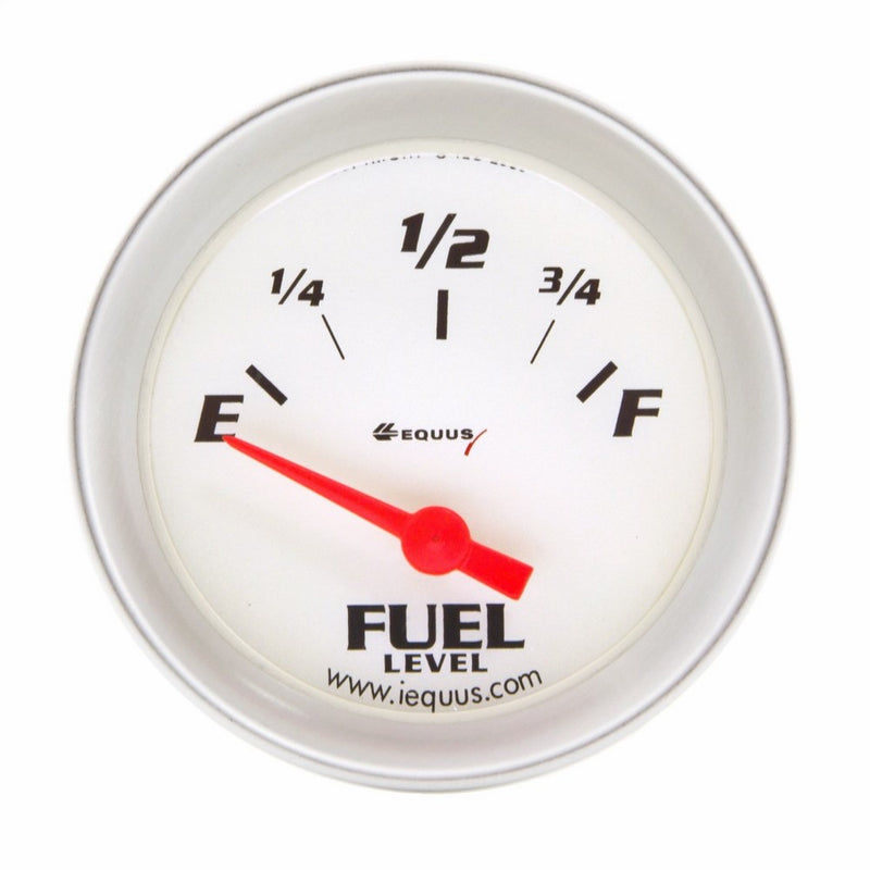 Equus 8361 2" Fuel Level Gauge, White with Aluminum Bezel