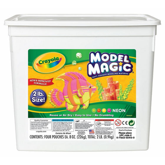 Crayola Model Magic Neon, Modeling Clay Alternative, Slime Ingredient, 2lb