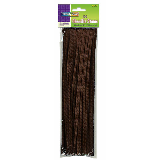 Creativity Street Chenille Stems/Pipe Cleaners 12 Inch x 4mm 100-Piece, Brown