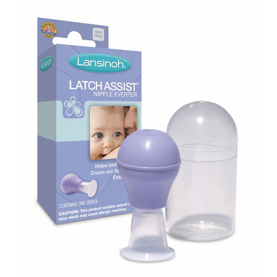 Lansinoh LatchAssist Nipple Everter, 1 Count, 2 Flange Sizes, to Draw Out Flat or Inverted Nipples for breastfeeding mothers, Assists Nursing Babies in Latching On, BPS and BPA Free