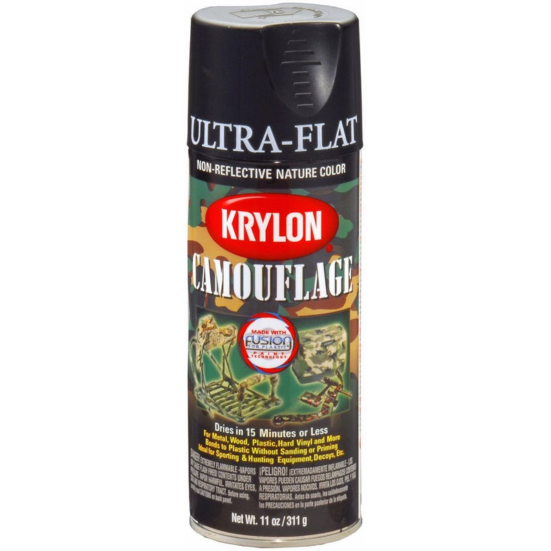 Krylon K04290007 Camouflage Made with Fusion For Plastic Paint Technology Spray Paint, Black, 11 Ounce