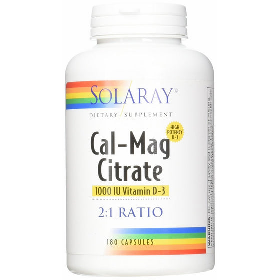 Solaray Cal-Mag D-3 Citrate Capsules, 180 Count