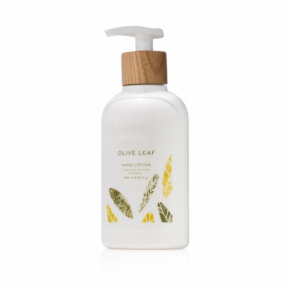 Thymes - Olive Leaf Hand Lotion with Pump - With Moisturizing Shea Butter, Vitamin E and Olive Oil - 8.25 oz