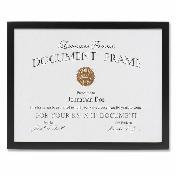 Lawrence Frames Black Wood Certificate Picture Frame, Gallery Collection, 8-1/2 by 11-Inch