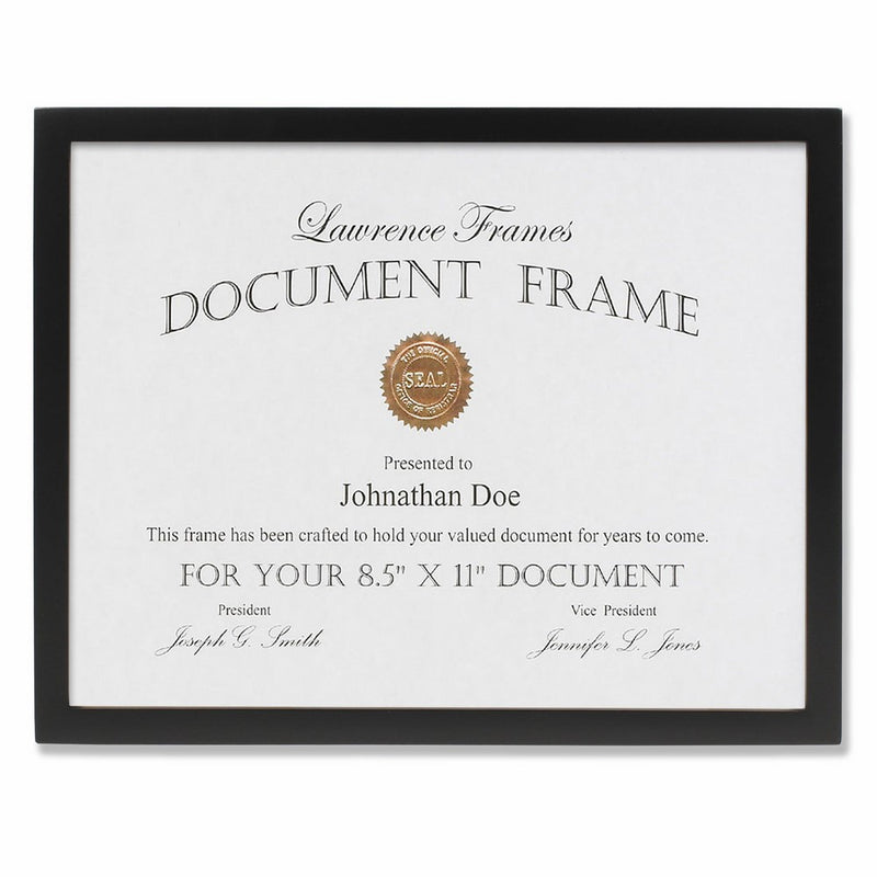 Lawrence Frames Black Wood Certificate Picture Frame, Gallery Collection, 8-1/2 by 11-Inch