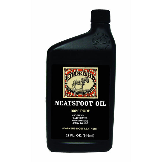 Bickmore 100% Pure Neatsfoot Oil 32 oz - Leather Conditioner and Wood Finish - Works Great on Leather Boots, Shoes, Baseball Gloves, Saddles, Harnesses & Other Horse Tack
